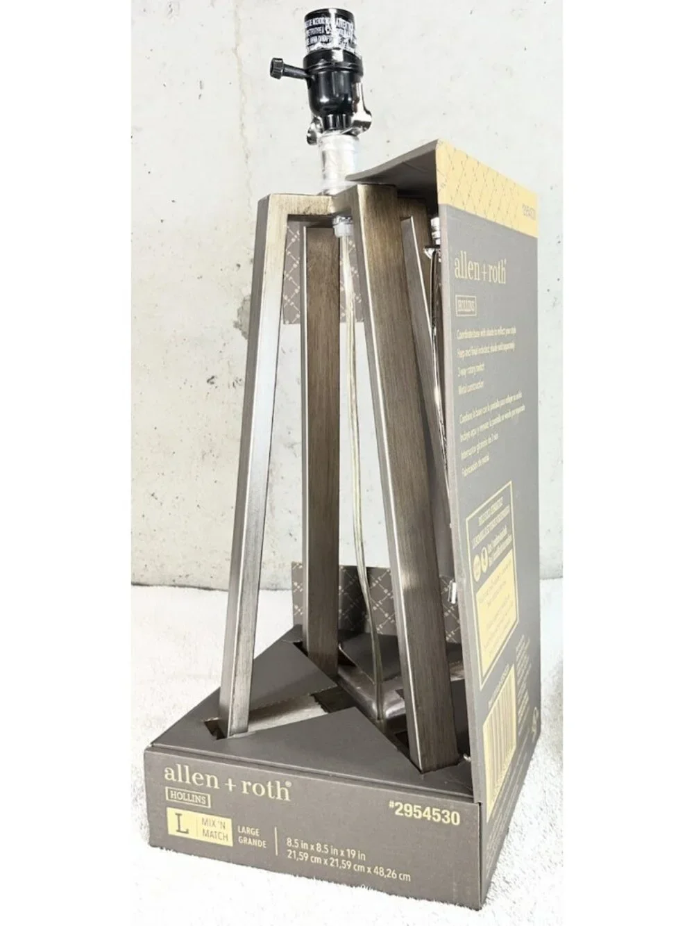 Allen + Roth Hollins 19” 3-Way Metal Table Lamp Base E26 Modern Plug-In LB5017